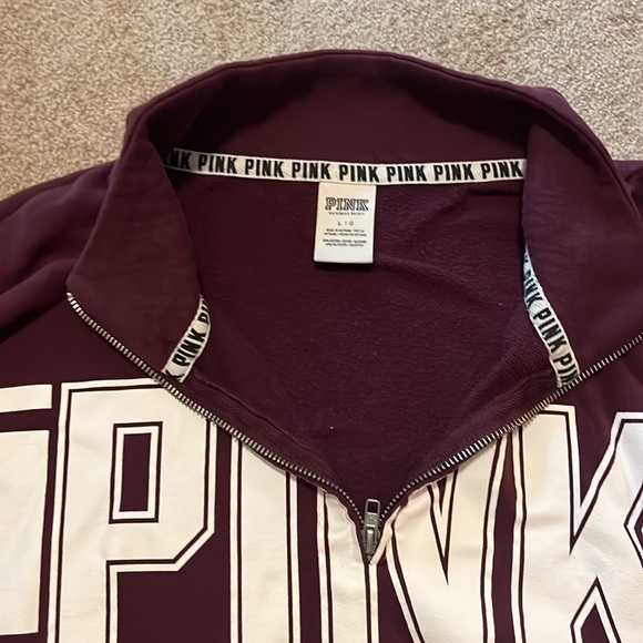 PINK 3/4 zip pull over hoodie.  Very gently worn!  No stains, no rips, no fading - Picture 2 of 4